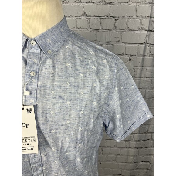 NEW Denim & Flower Mens SZ L Short Sleeve Button Down Shirt Palm Tree Print - Picture 6 of 9